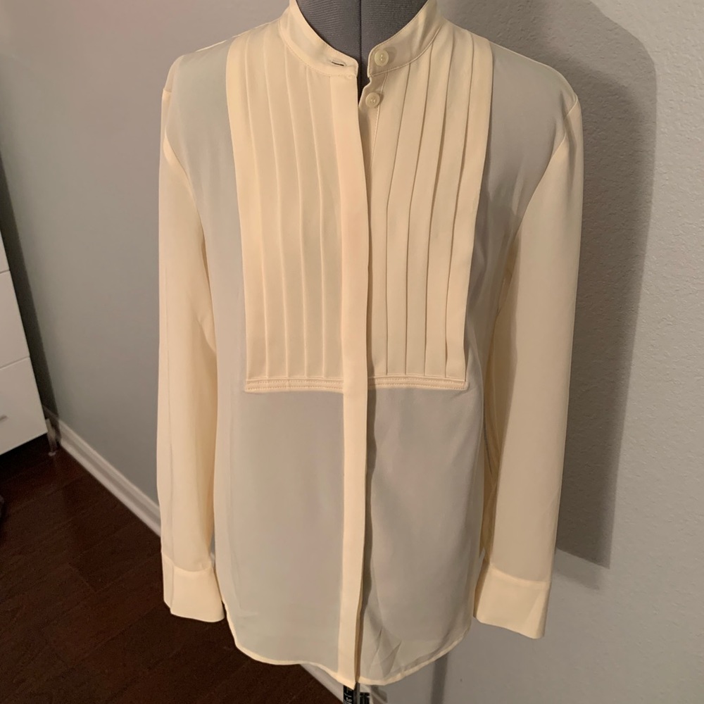 NWT J.Crew Factory Tuxedo Button Down in Eggshell